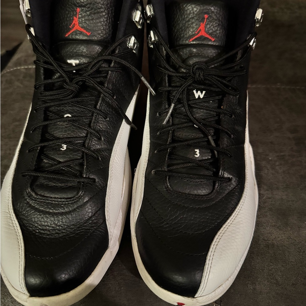 Jordan Men's Black and White Sneakers with Red Accents